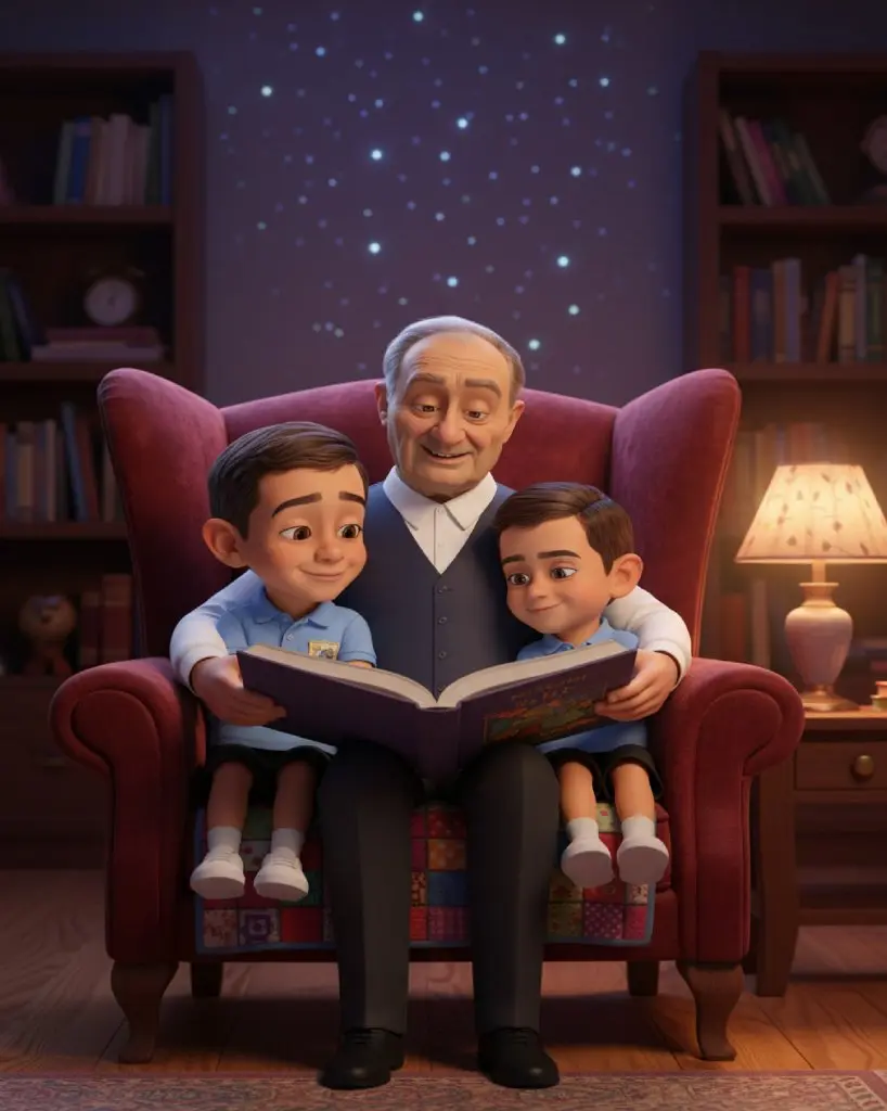 Ilustração personalizada criada para Carlo Montanari e seus netos